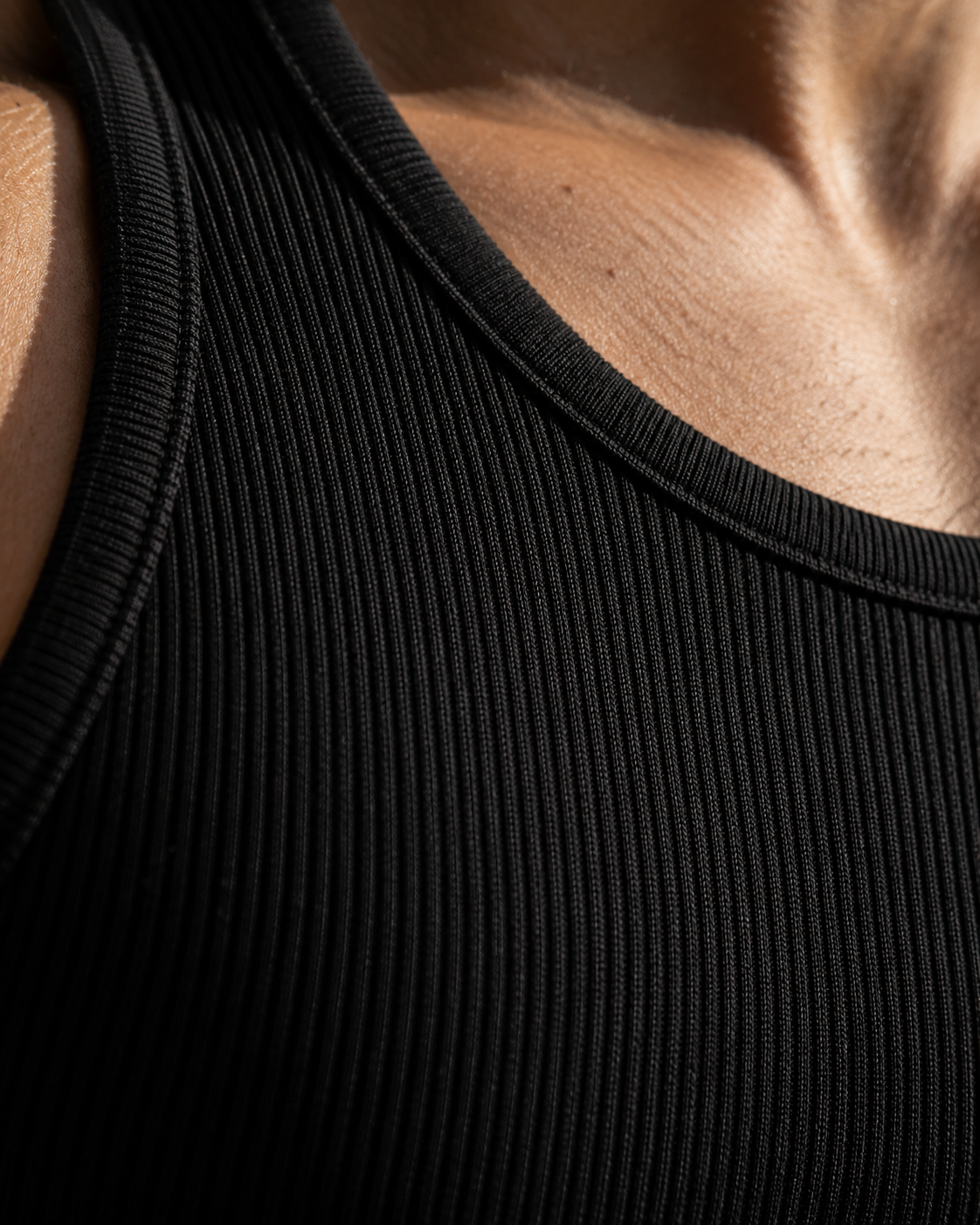 Subvert fitted tank ribbed cotton close-up
