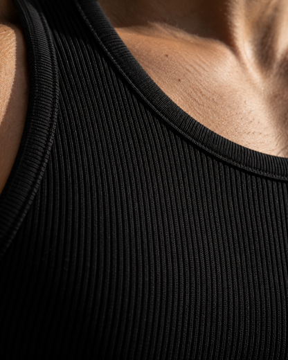 Subvert fitted tank ribbed cotton close-up